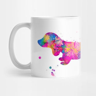 Colorful Pink Dachshund Watercolor Painting Mug